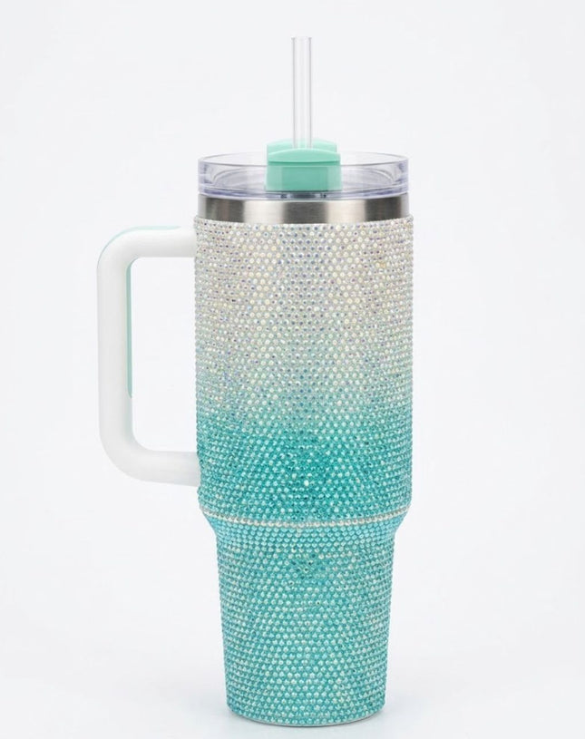 Vaso con brillos y sorbete