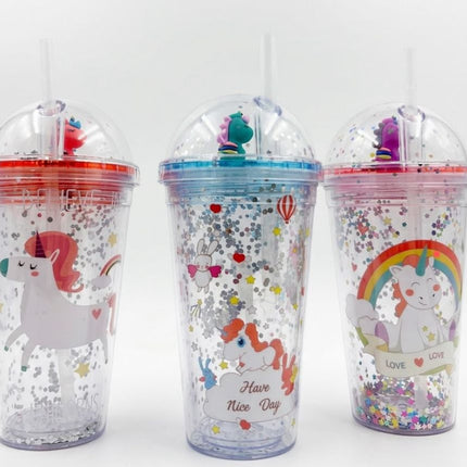 Vaso con Sorbete y Figura 3D de Unicornio
