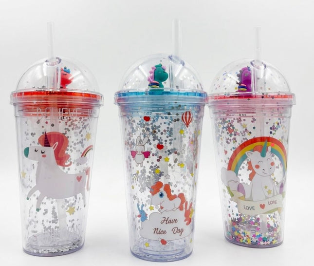 Vaso con Sorbete y Figura 3D de Unicornio