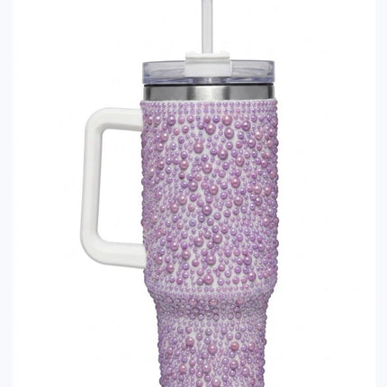 Vaso con brillos y sorbete
