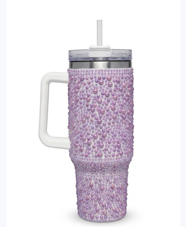 Vaso con brillos y sorbete