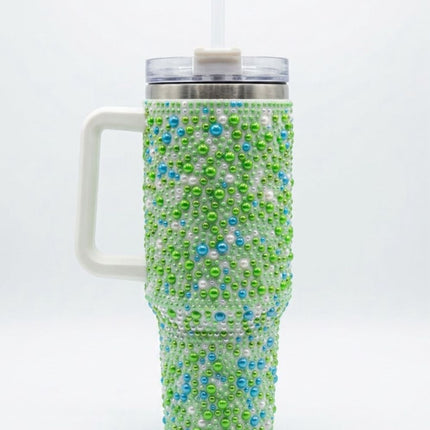 Vaso con brillos y sorbete