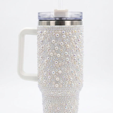 Vaso con brillos y sorbete