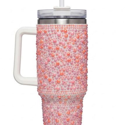 Vaso con brillos y sorbete