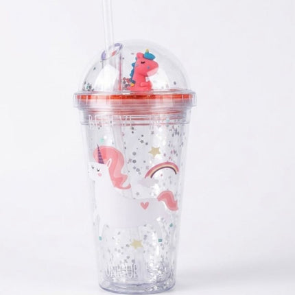 Vaso con Sorbete y Figura 3D de Unicornio