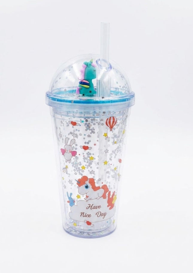 Vaso con Sorbete y Figura 3D de Unicornio