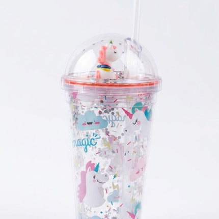 Vaso con Sorbete y Figura 3D de Unicornio